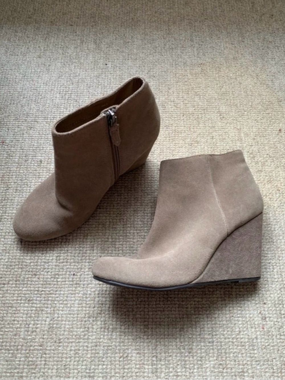 Dolce Vita Taupe Suede Wedge Ankle Booties